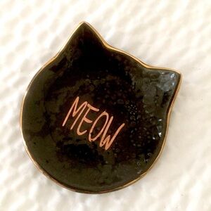 FREE W/Purchase Black Cat Meow Trinket Dish NWOT